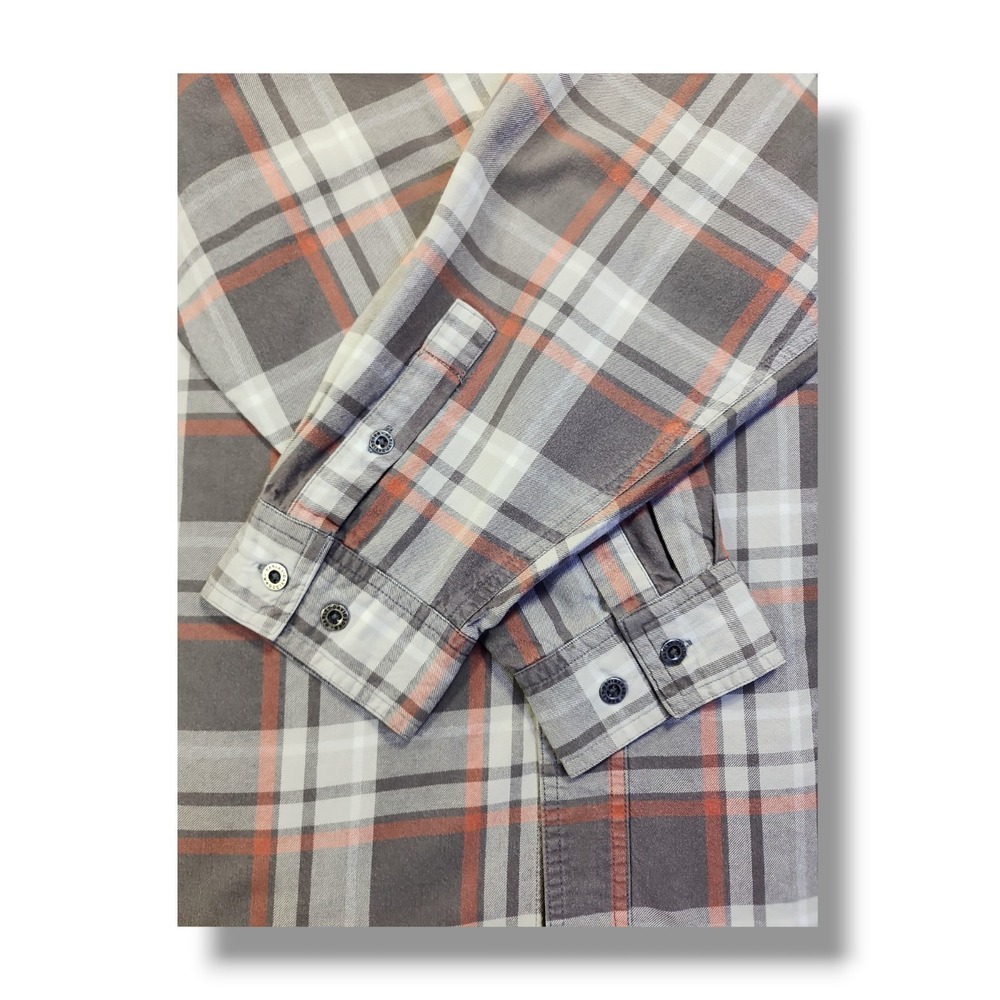 Harley Davidson Motorclothes Grey/Orange Plaid Button Down Long Sleeve Men's 2XL - Picture 14 of 16
